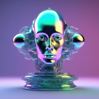 biomechanical AI-artifacts opalescent multicolor tool interface